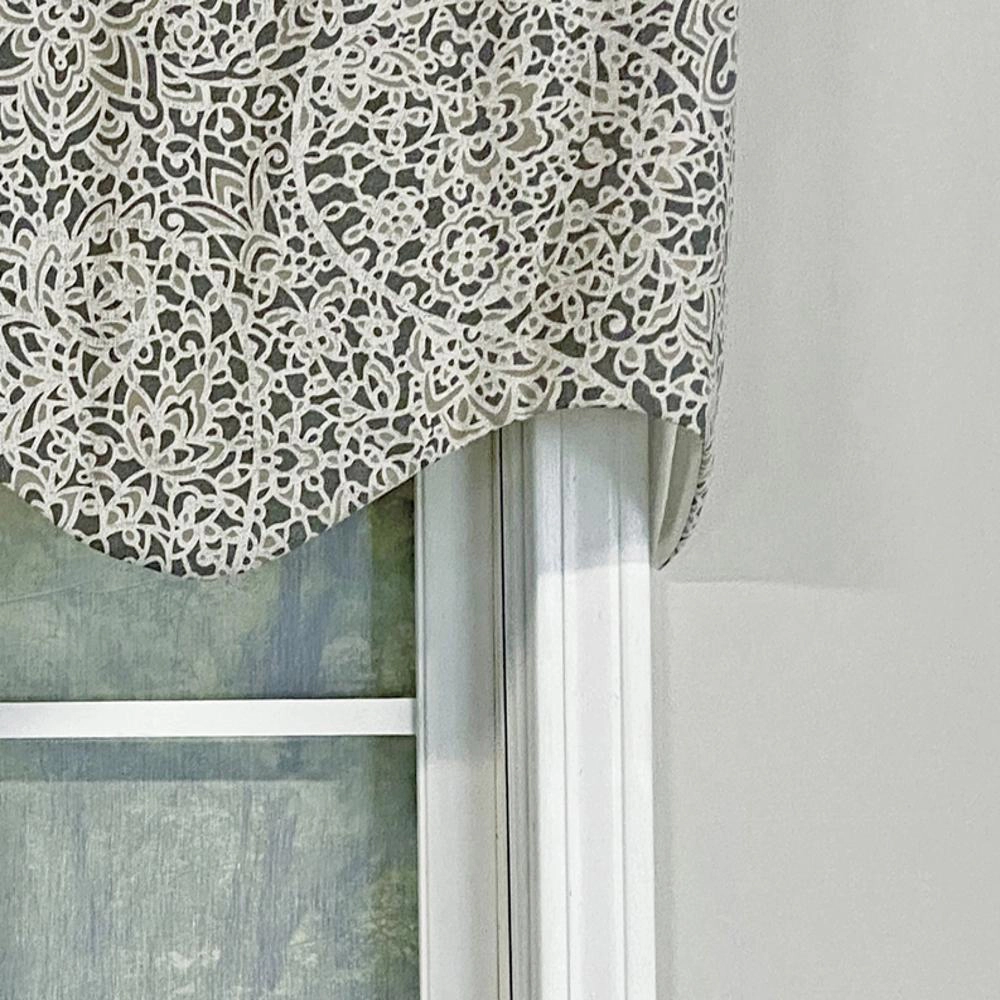 RLF Home Stella Paisley Regal Valance Pewter Gray. 3" Rod Pocket 50"W x 17"L