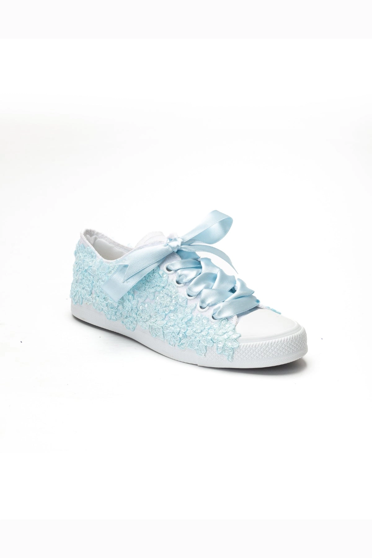 Forever & Always Womens Azure Lace Bloom Bridal Sneaker