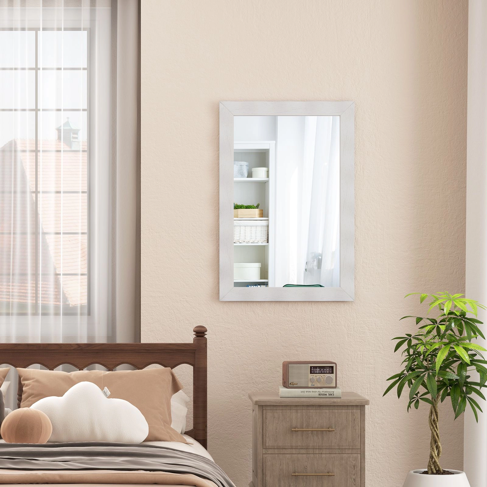 SlickBlue Unisex Farmhouse Rectangular Wood Frame Wall Mirror