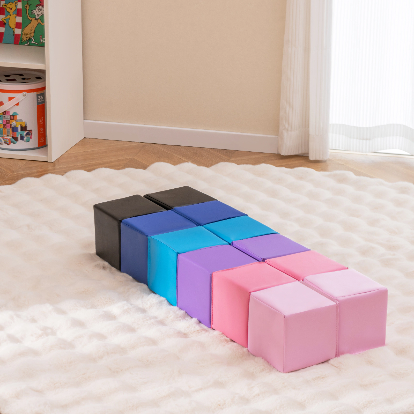 LJG 12 Pieces Soft Foam Building Blocks Climbing Foam Cubes Set for Kids