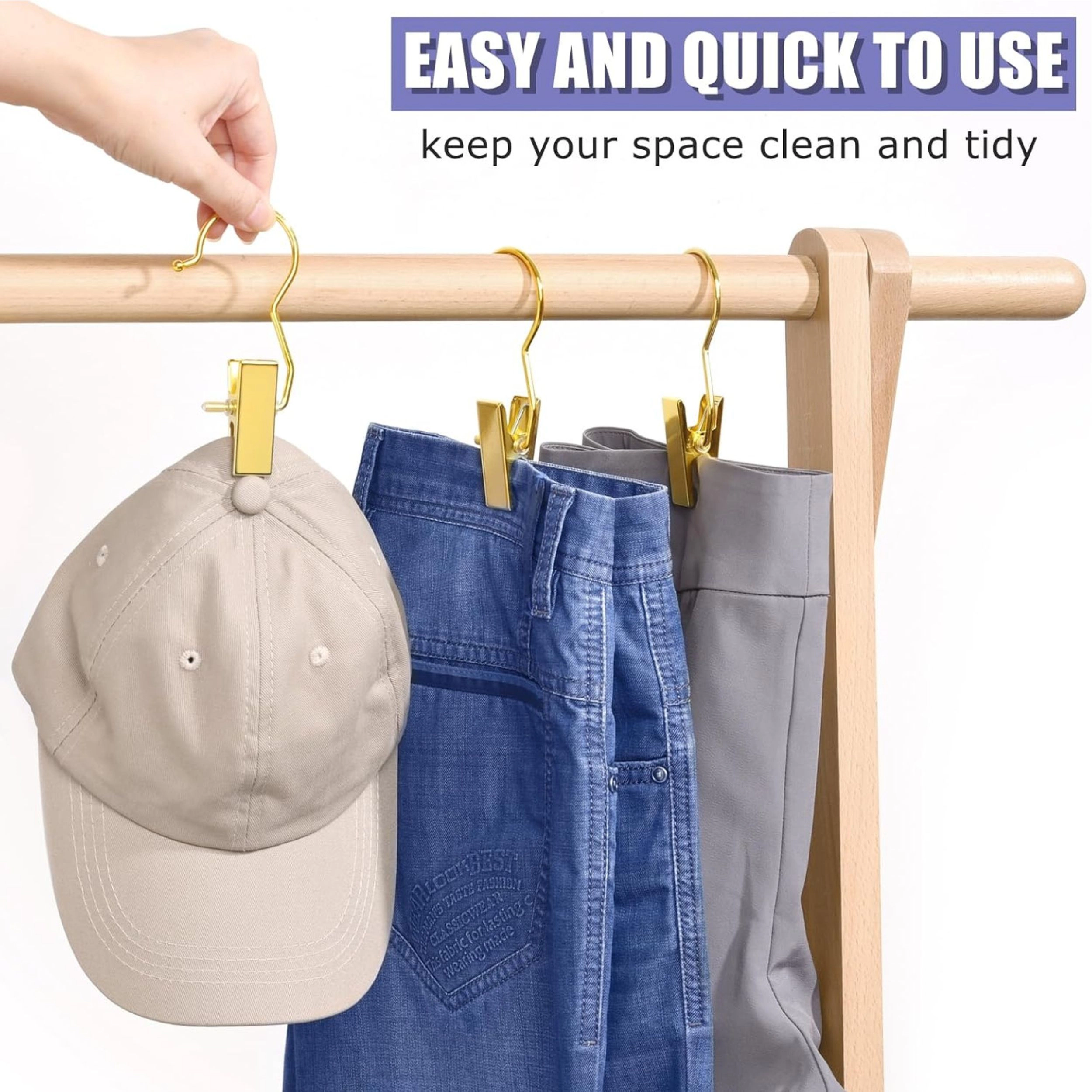 Stock Preferred Pack of 24 Gold Boot Clips with Hooks Closet Organization Hangers