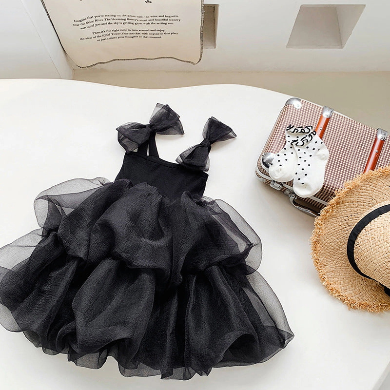 MyKids-USA Baby Girl Black Herbon Style Elegant Princess Tutu Dress
