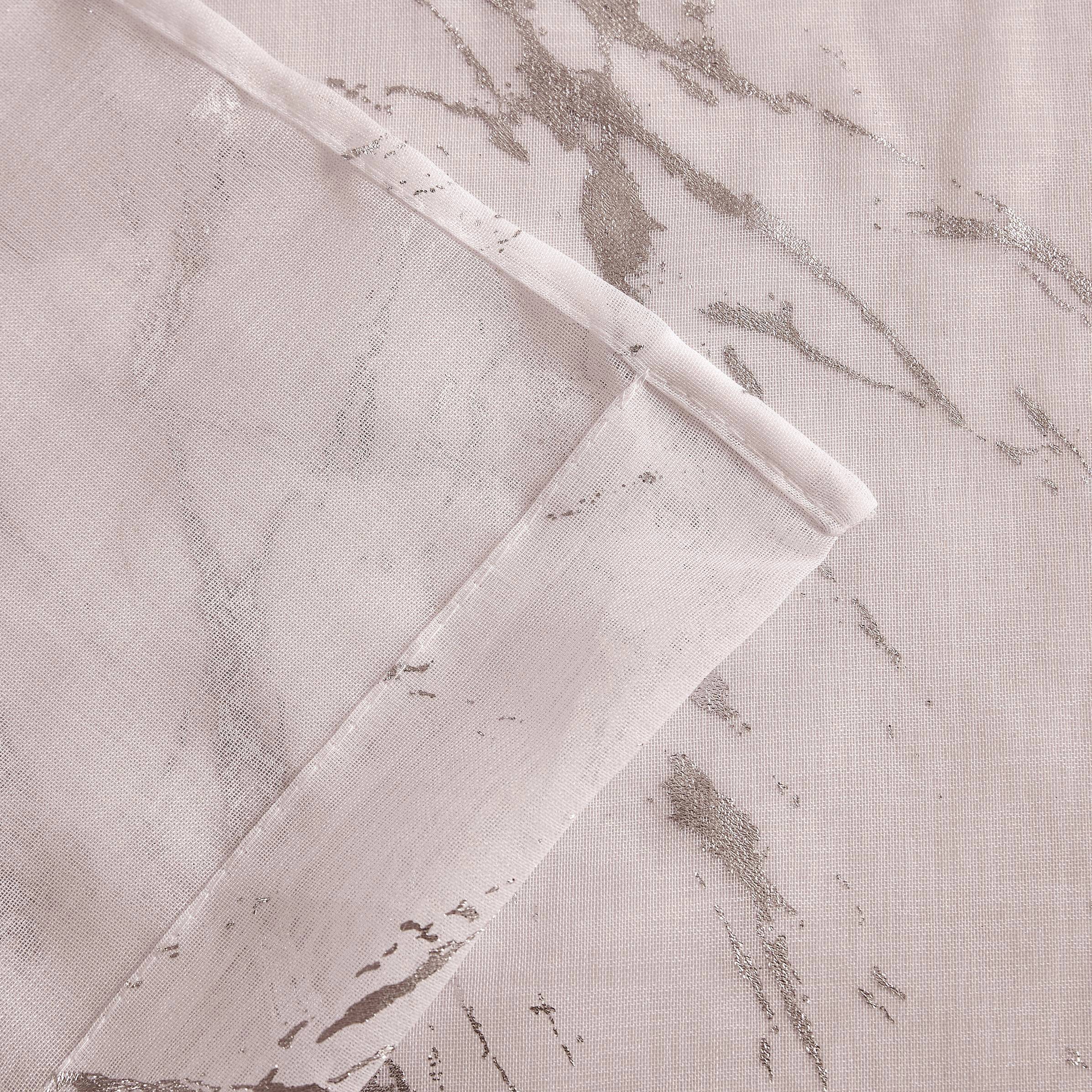 Dainty Home Chloe Linen Textured Metallic Fabric Shower Curtain with 12 Matching Hooks 70" x 72"