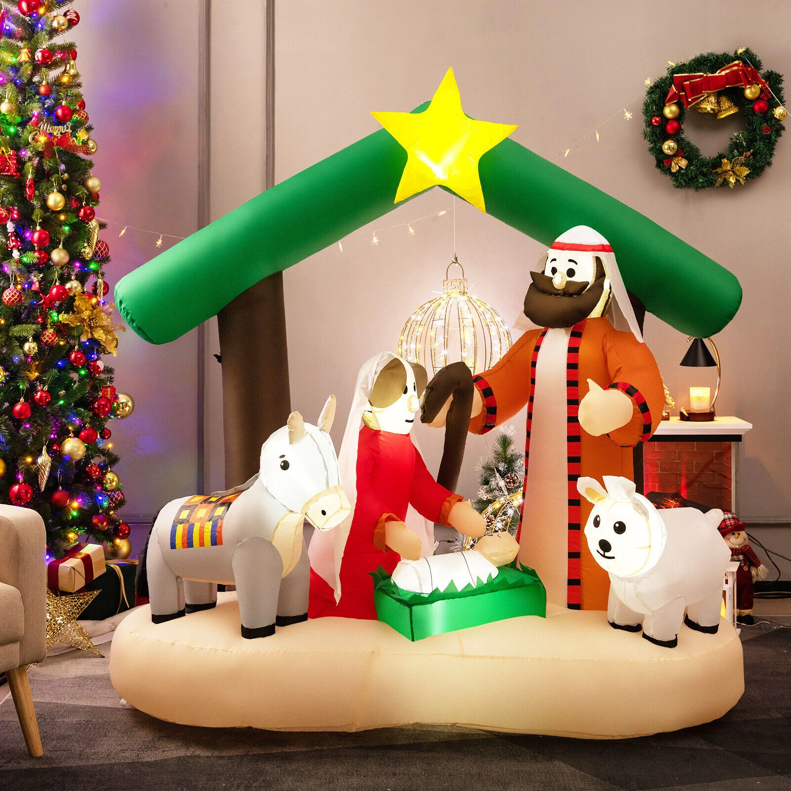 SlickBlue Unisex 6.7 Feet Lighted Inflatable Christmas Nativity Scene