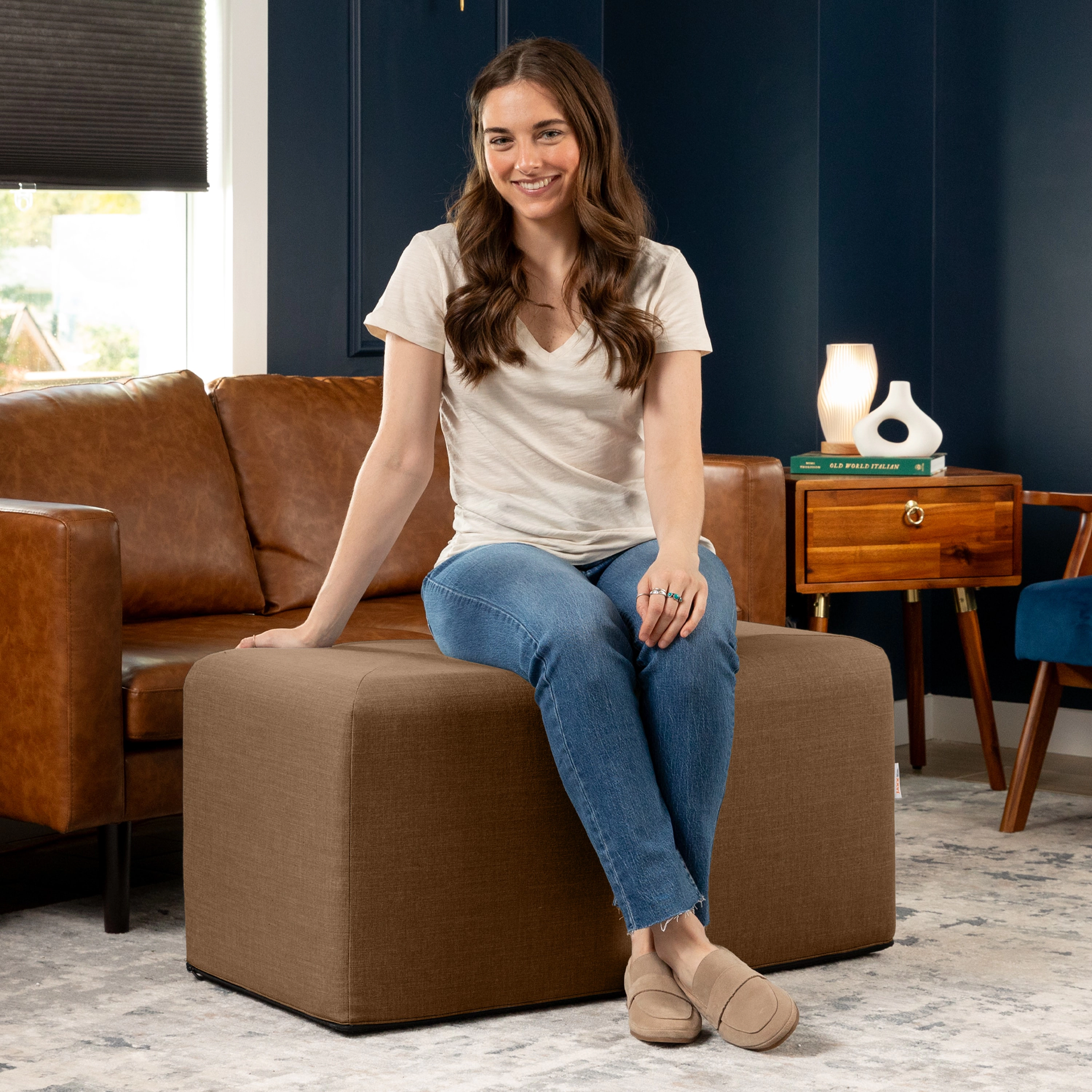 Jaxx Monroe Large Rectangular Foam Ottoman / Coffee Table, (36 x 18)