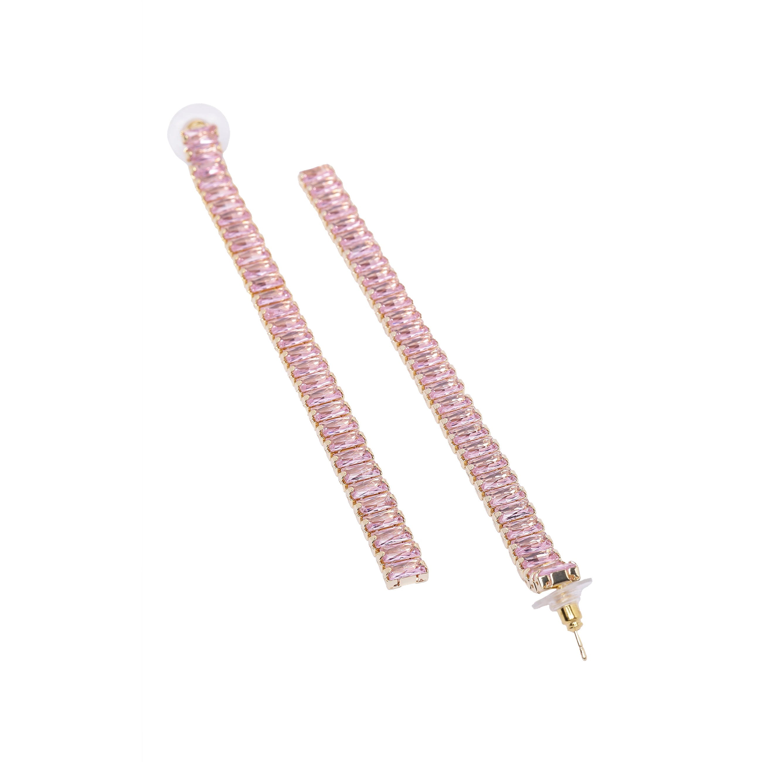 AGP PARIS Womens Pink Long Linear Drop Earrings