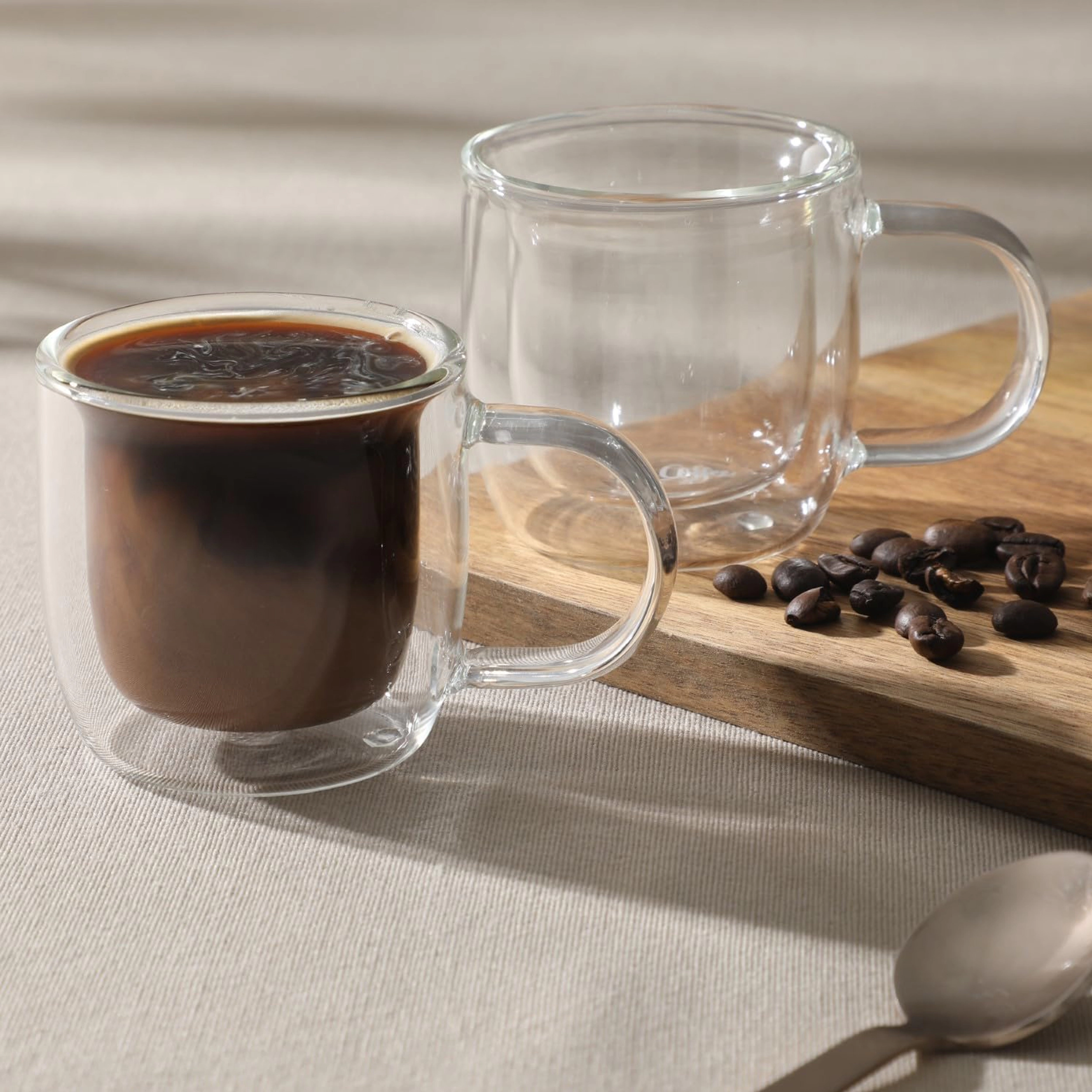 Mr. Coffee Salon Espresso 2 piece 3 Ounce Double Wall Insulated Glass Mug Set