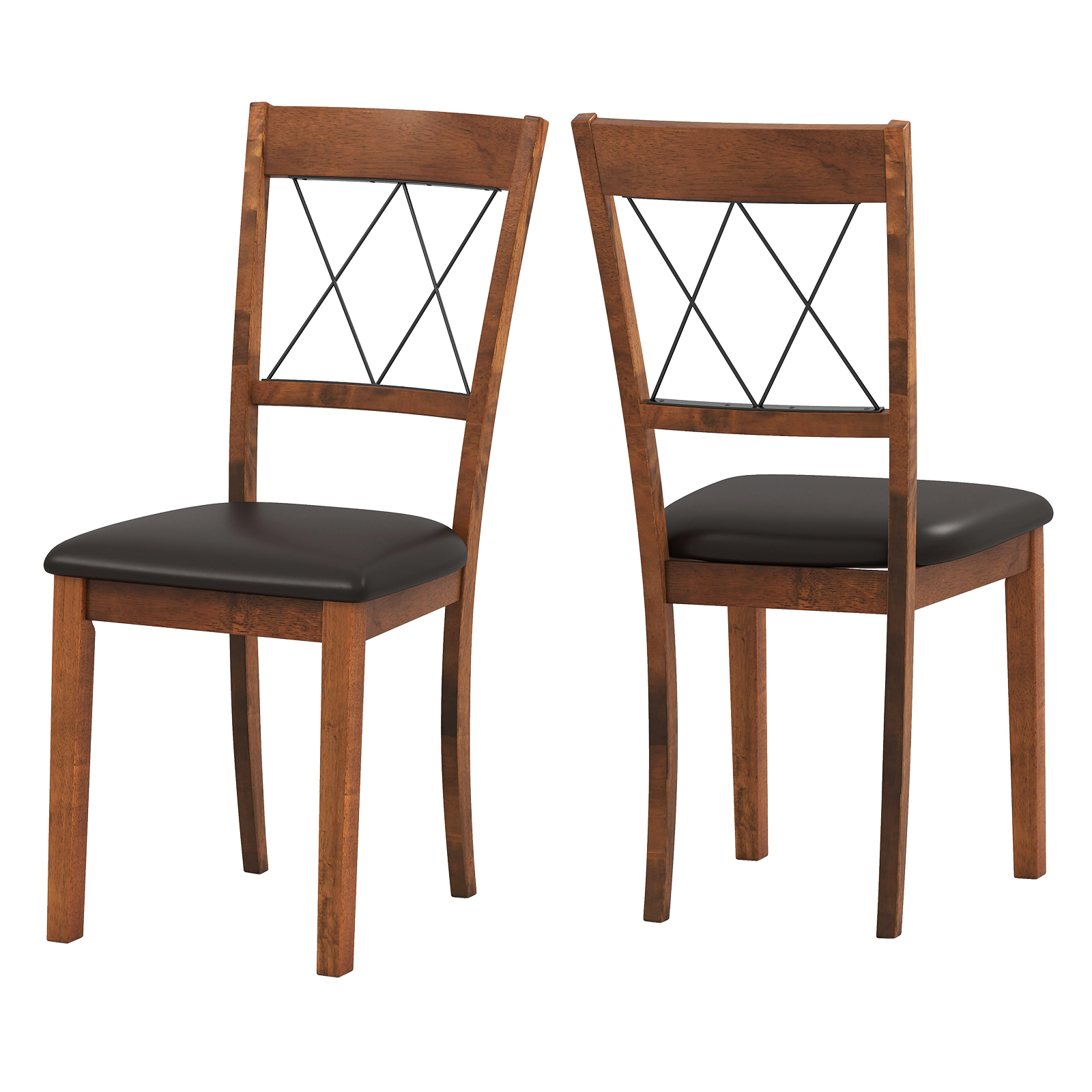 LJG Dining Chair Set of 2 Fabric Upholstered Kitchen Armless Chairs with Rubber Wood Frame