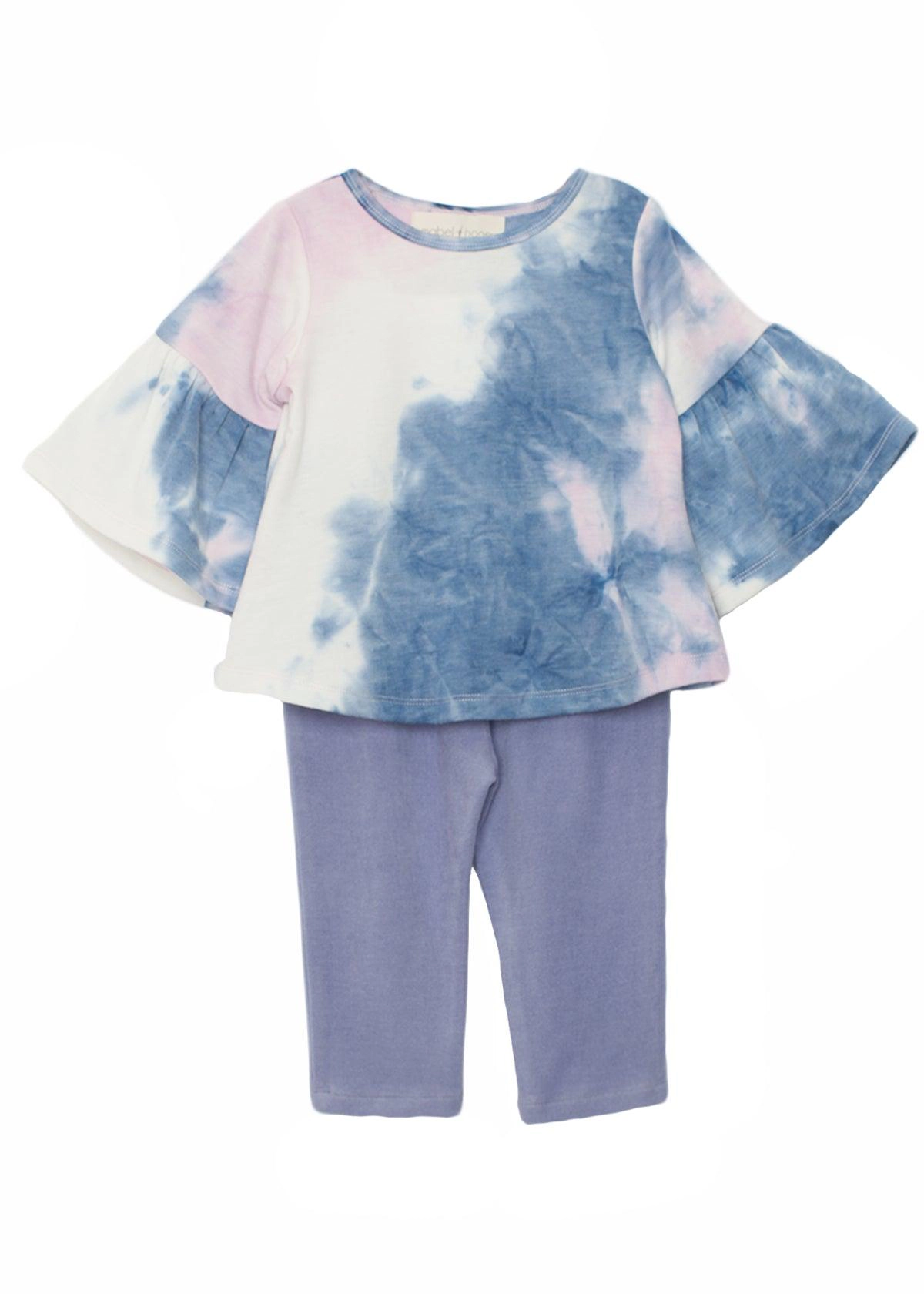 Mabel and Honey Girls Frilly Knit Tie Dye 2-Piece Set