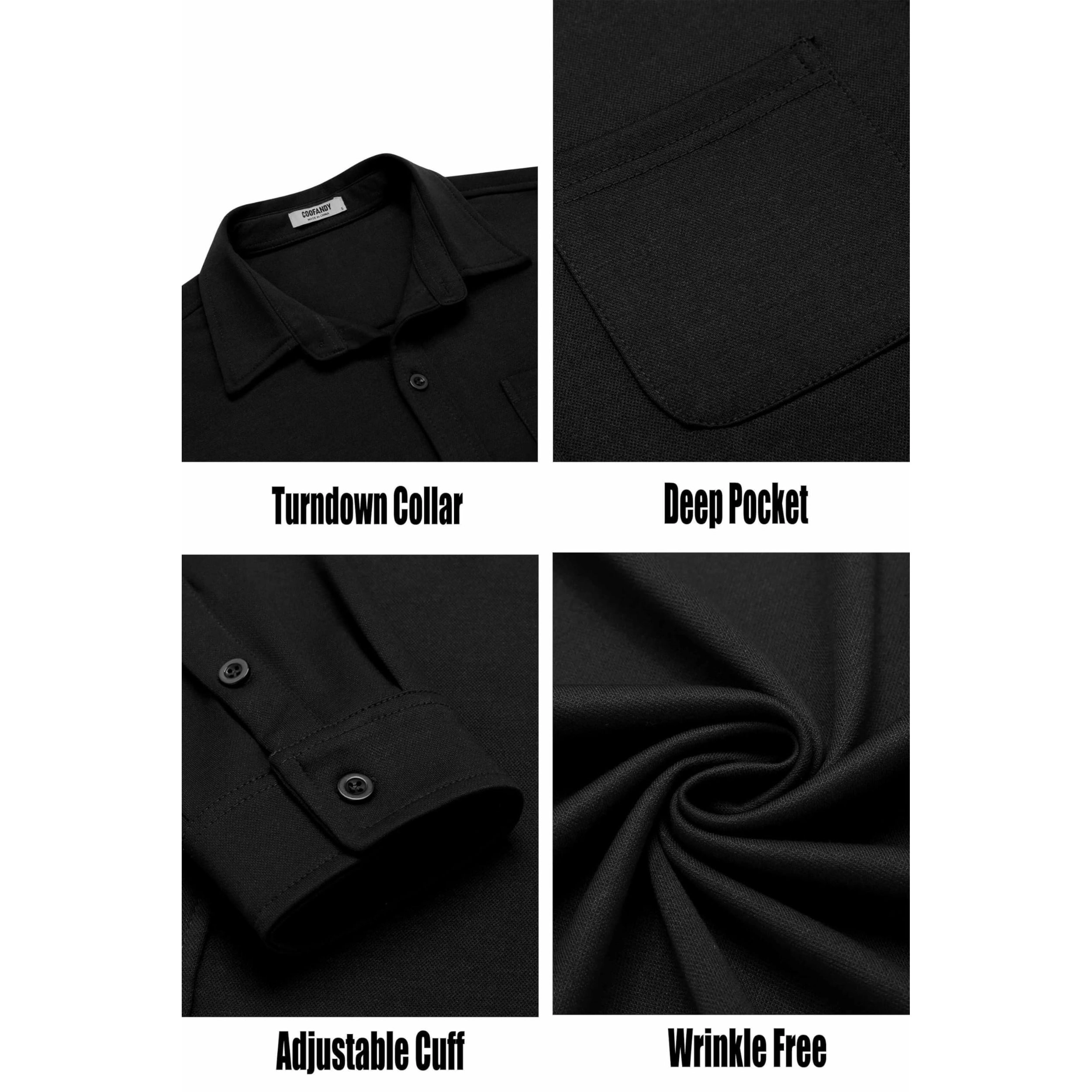 COOFANDY Men's Regular Fit Long Sleeve Button Front Shirt