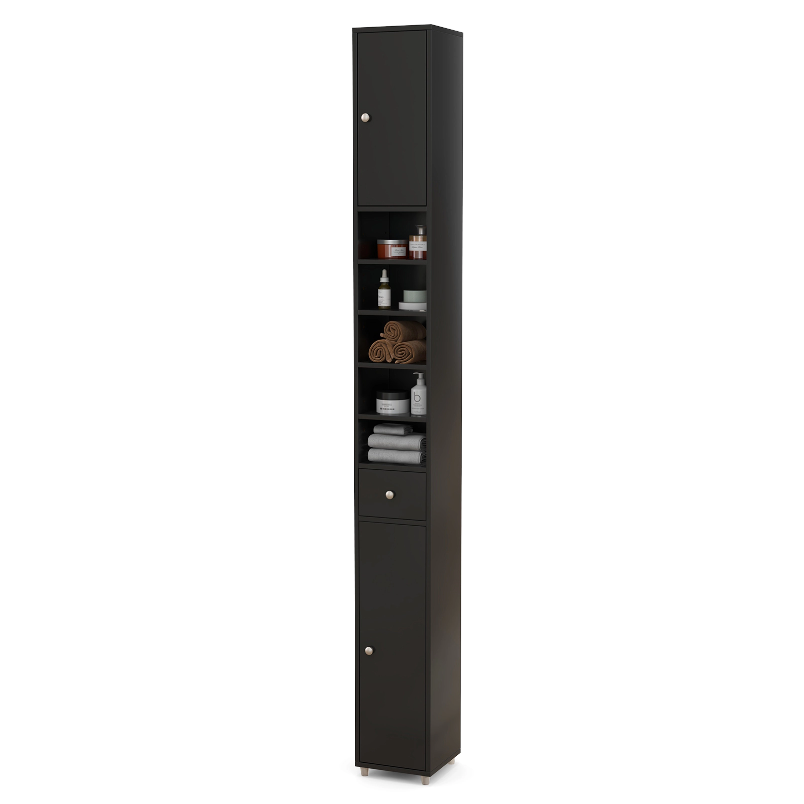 Glintex 71-Inch Slim Bathroom Tower with 5 Adjustable Shelves and 1 Drawer