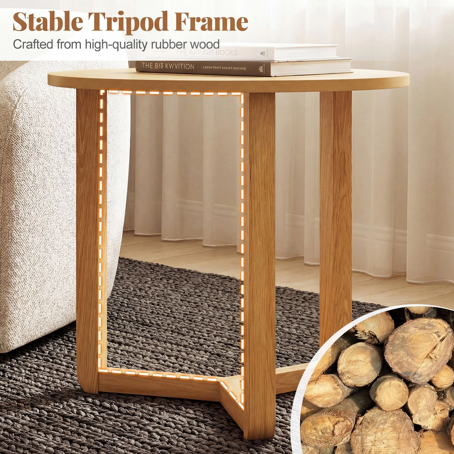 SlickBlue Set of 2 Round Nesting End Tables with Solid Wood Tripod Frame