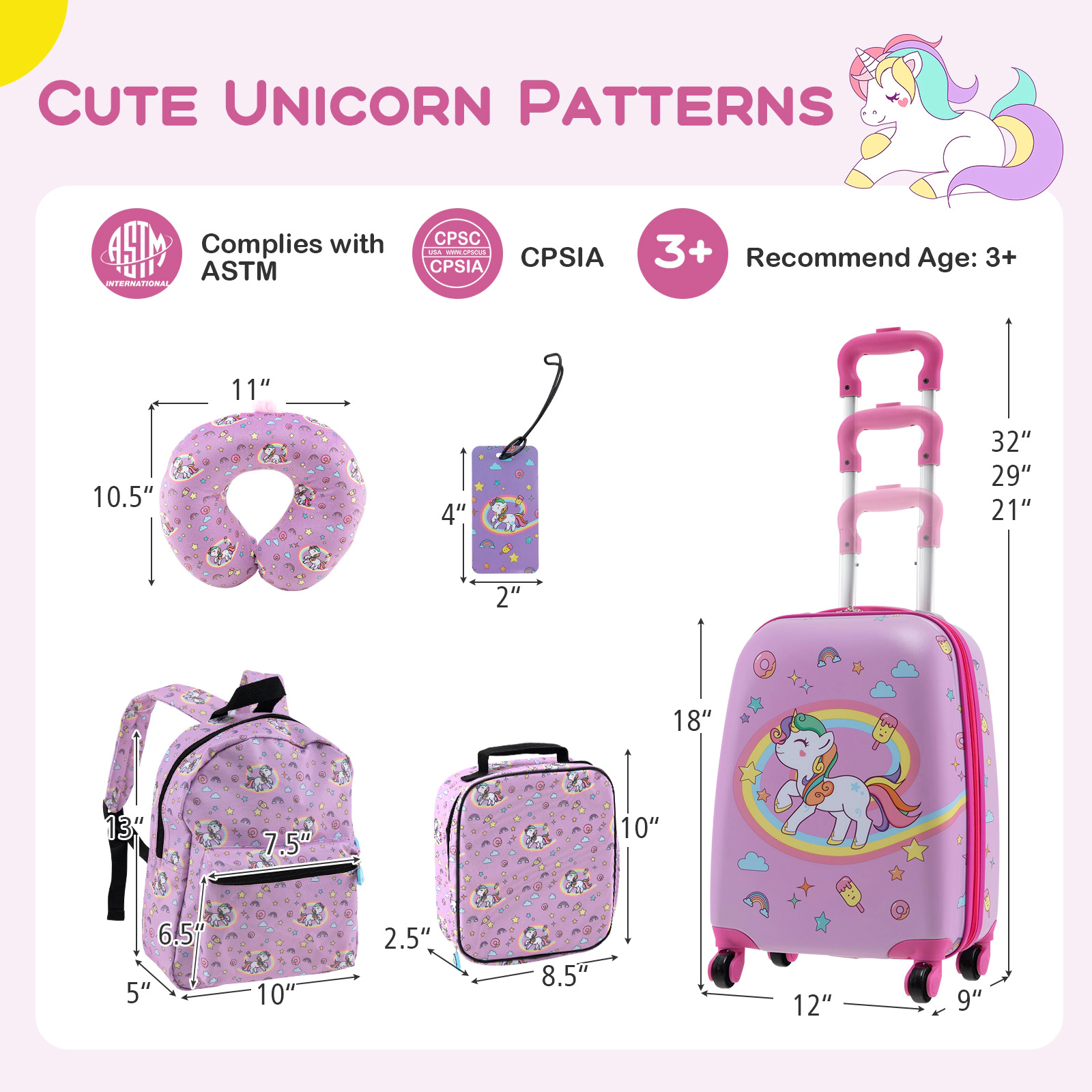 Hivvago Children’s Luggage and Backpack Set