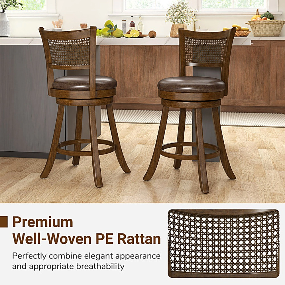 SUGIFT Swivel Counter Height Bar Stools with 25-in Seat 400-lb Capacity Brown