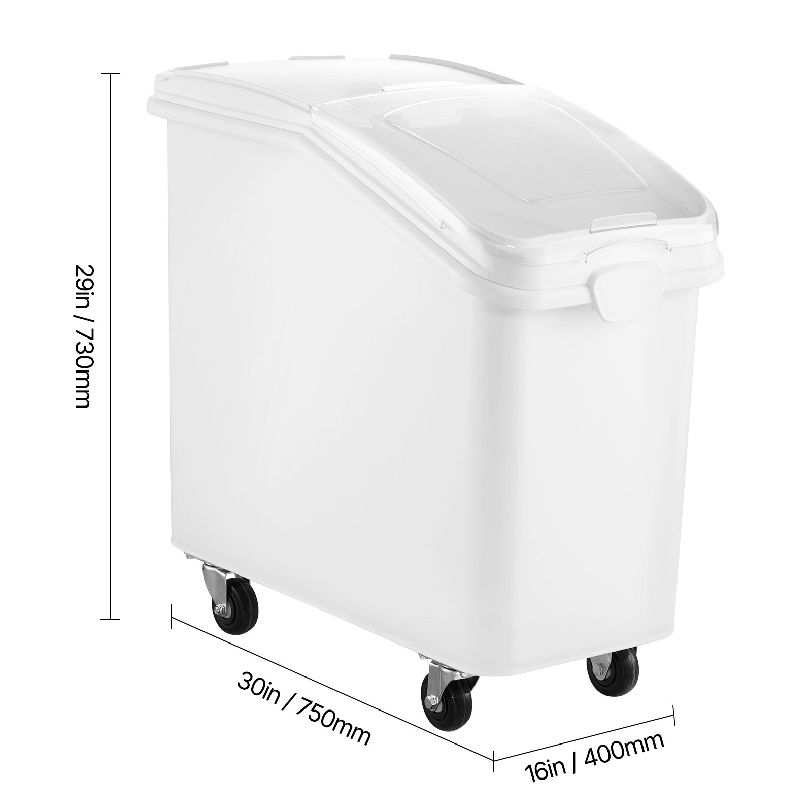 HONGGE 27-Gallon/100L Extra Large Rice Storage Container on Wheels, Airtight Pet Food Dispenser Bin with Scoop