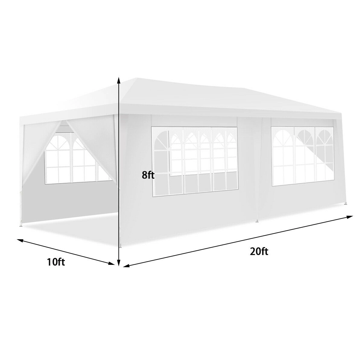 LJG 10 x 20 Feet 6 Sidewalls Canopy Tent with Carry Bag