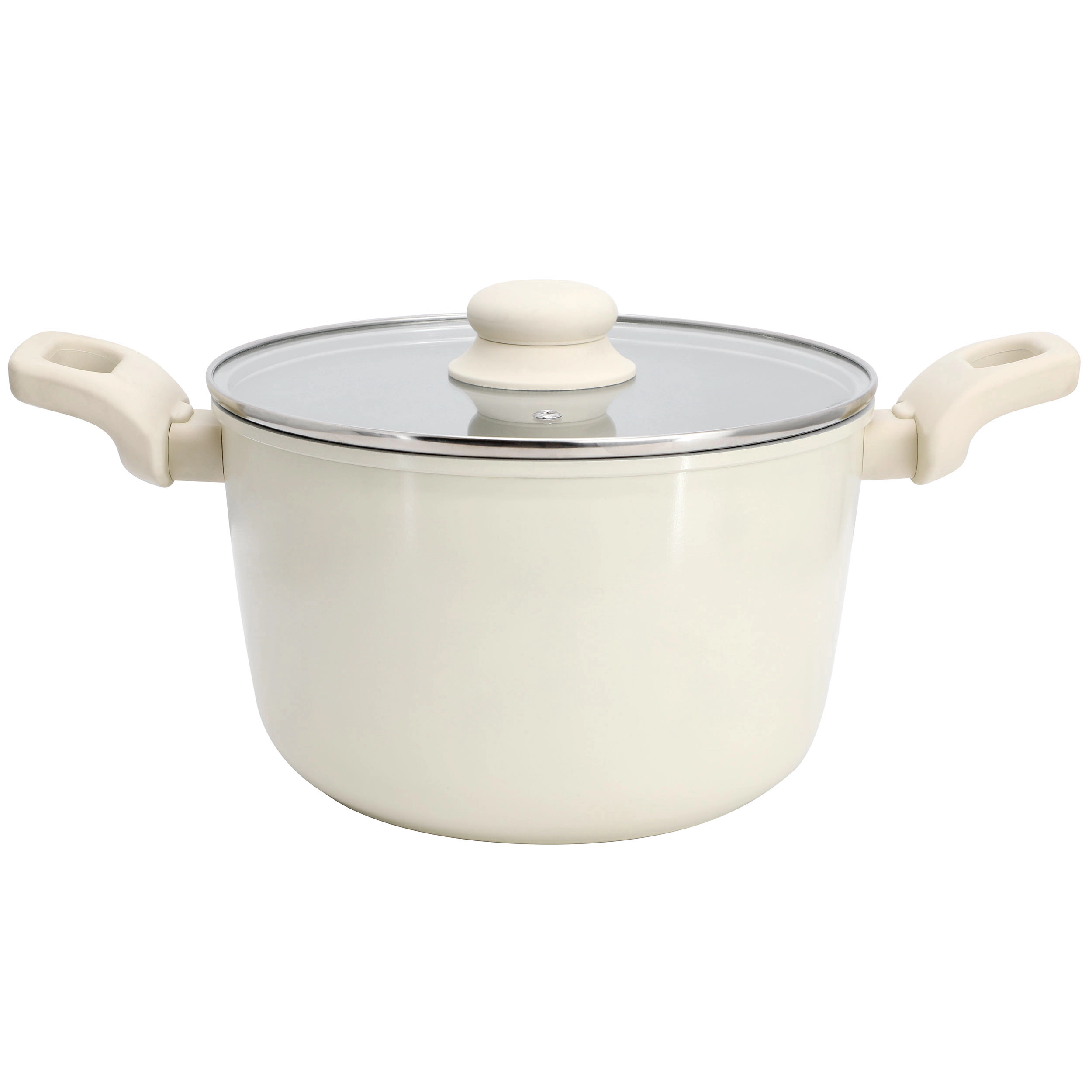 Gibson Home Barnsdall 7 Piece Ceramic Nonstick Aluminum Cookware Set in Linen