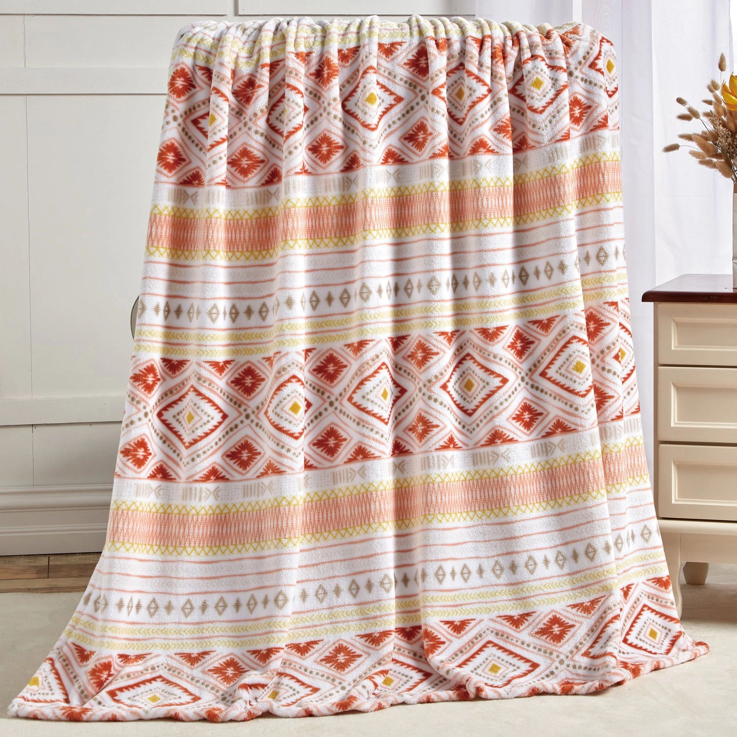 Plazatex Nayati Micro Plush 100% Polyester Soft Cozy Lightweight Throw Blanket 50" x 60" Nayati
