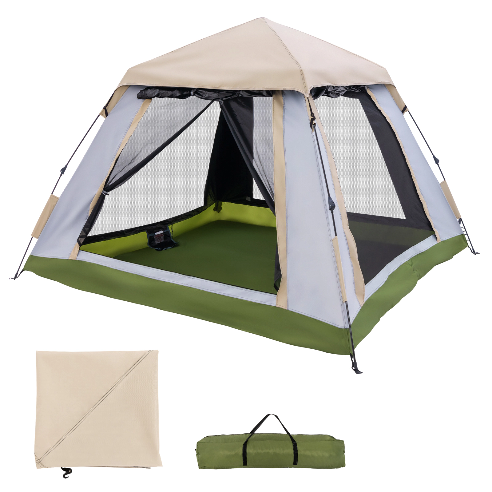 LJG 2-4 Person Instant Pop-up Camping Tent with Removable Rainfly