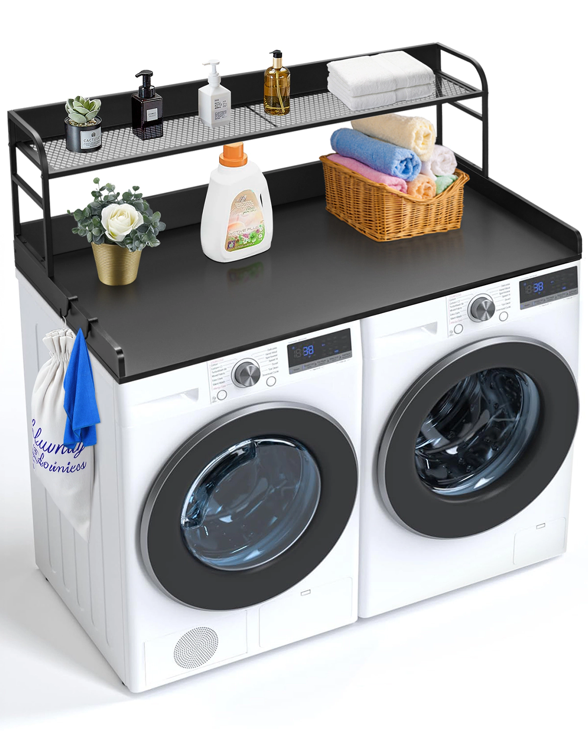 HONGGE 54 x 27 in Washer & Dryer Countertop with 2-Tier Shelf