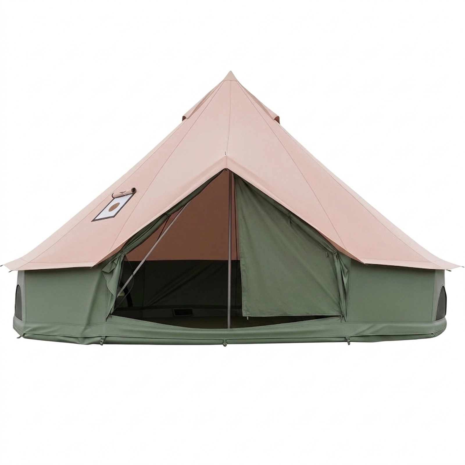SUGIFT 4 to 6 Person Khaki Green 13.5 x 7.2-ft Waterproof Bell Tent with Stove Jack and Mesh Doors