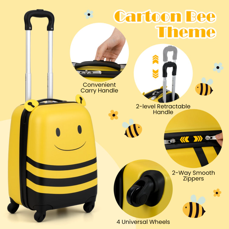 Hivvago 2 Pieces Kids Luggage Set on Wheels with Anti-Lose Rope and Retractable Rod