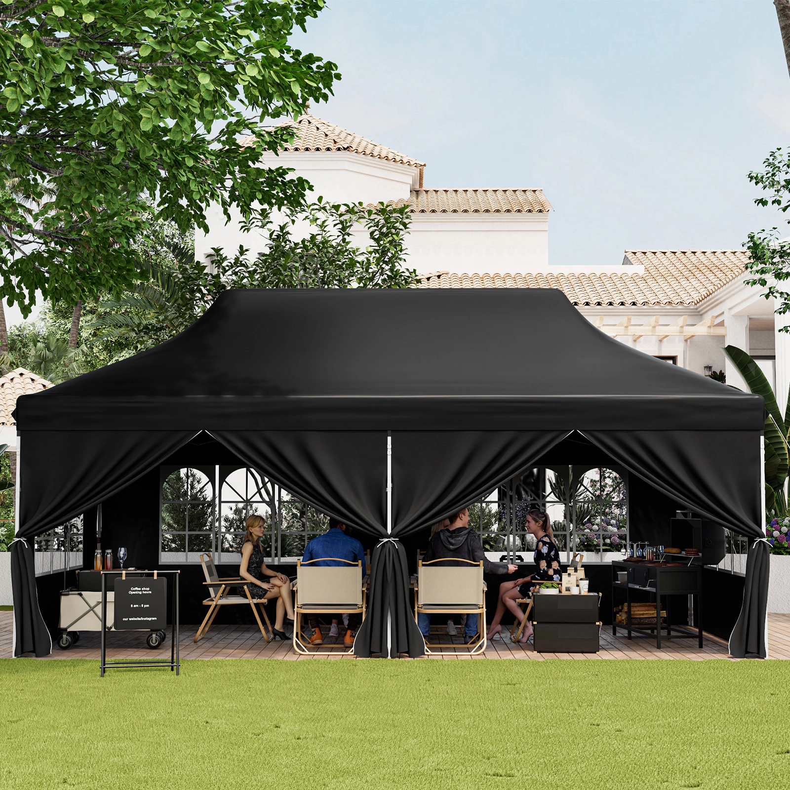 Hivvago Outdoor Canopy with Sidewalls, Windows & Carrying Bag