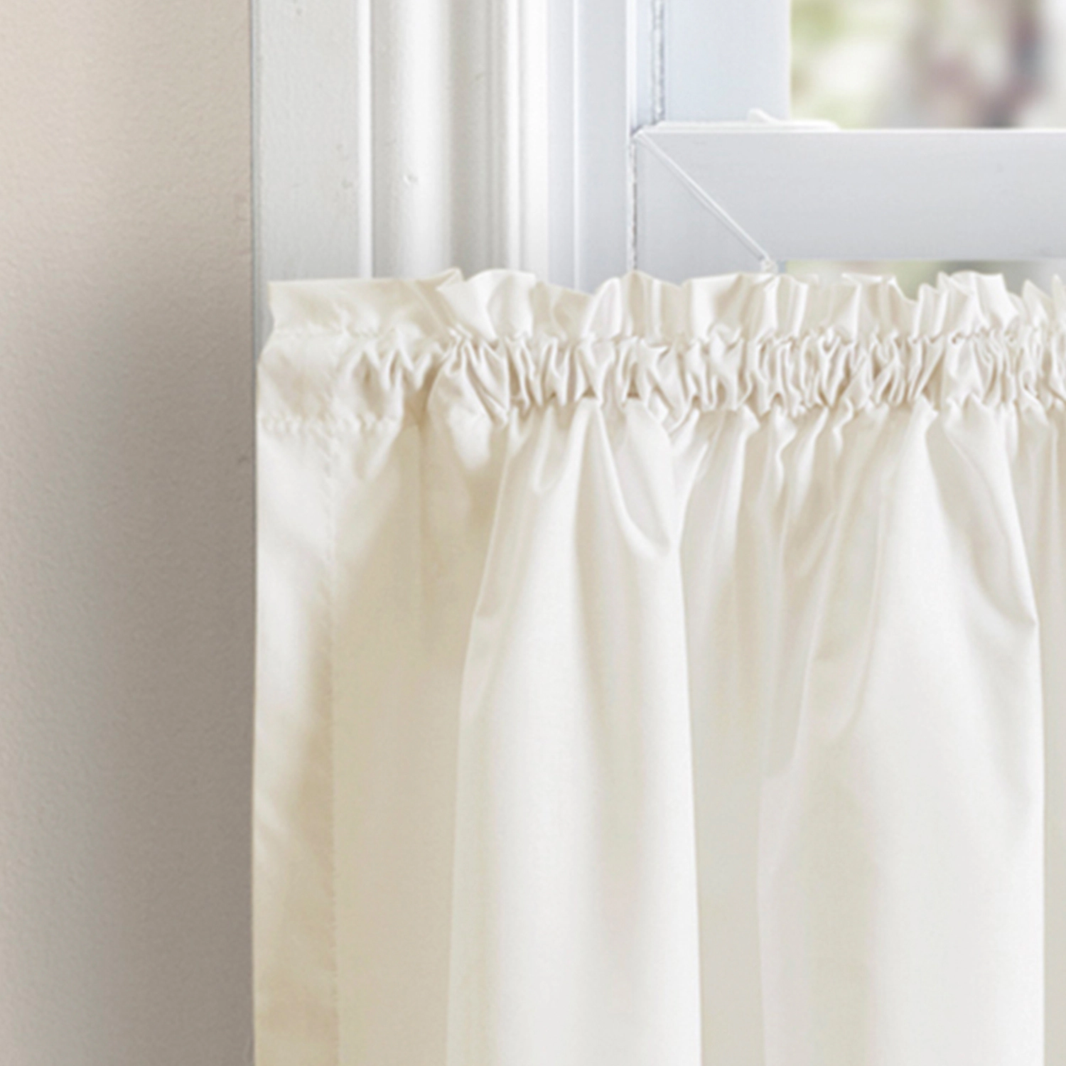 ELLIS 65% Polyester 35% Cotton Classic Wide Solid Color Perma Press Ruffled With 1.5" Rod Pocket Tiers 84" x 30" Natural