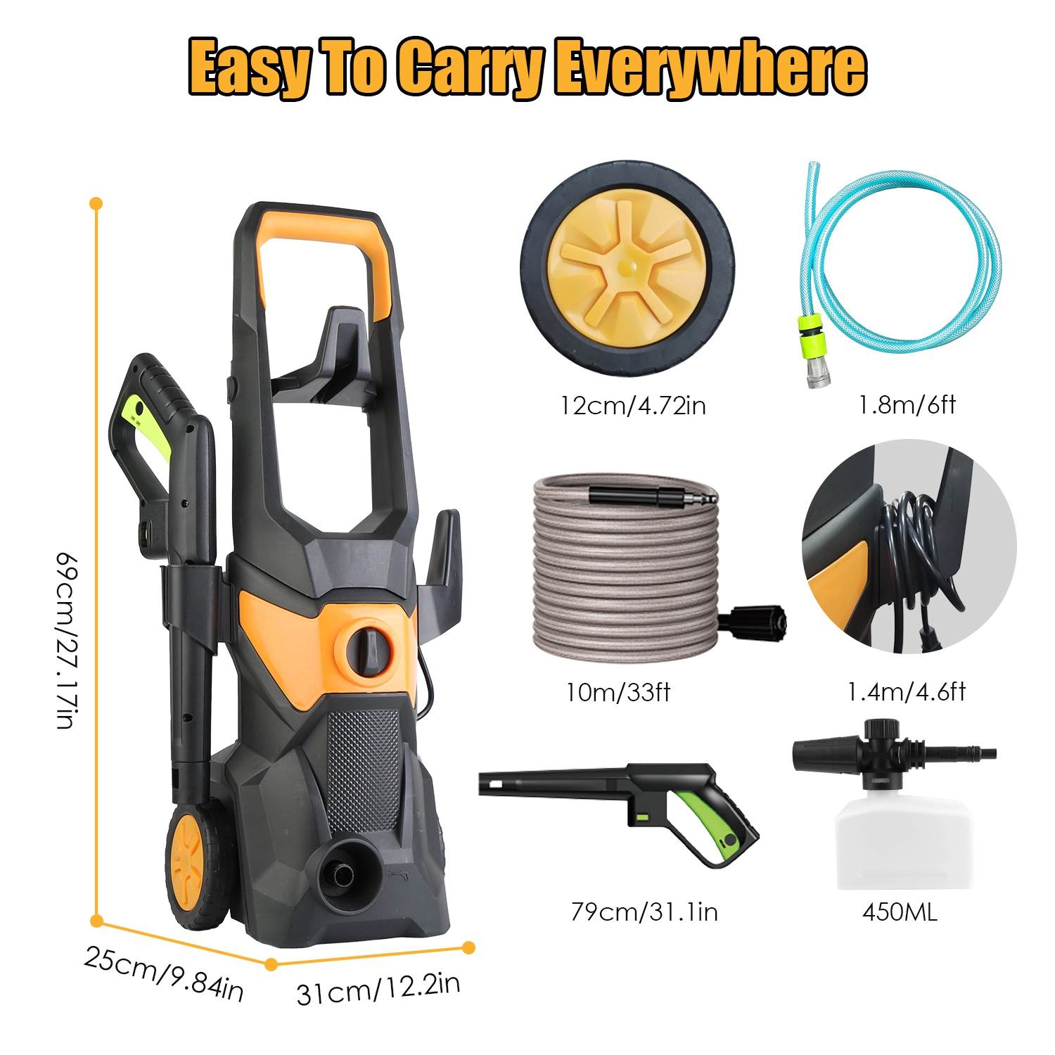 GBruno 1800W Electric Pressure Washer 4200PSI