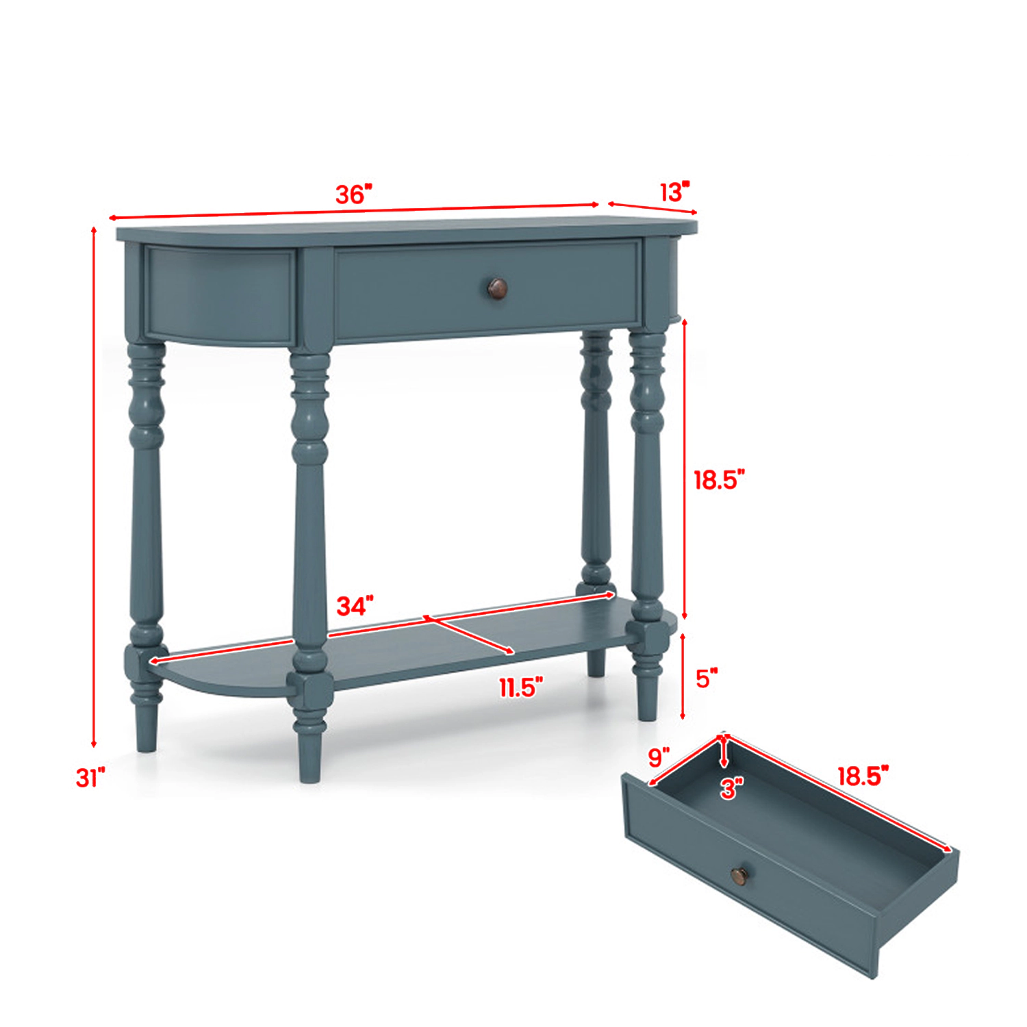 Hivvago Mid-Century Style 36" Console Table with Two Levels for Living Room