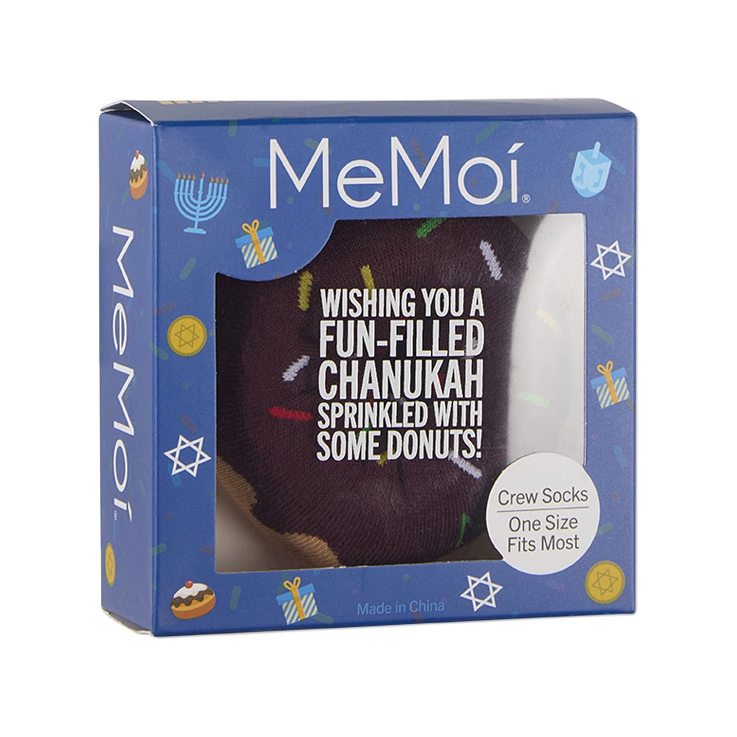 Unisex Kids Chanukah Donut-Themed Cotton-Rich Novelty Crew Sock Gift Box