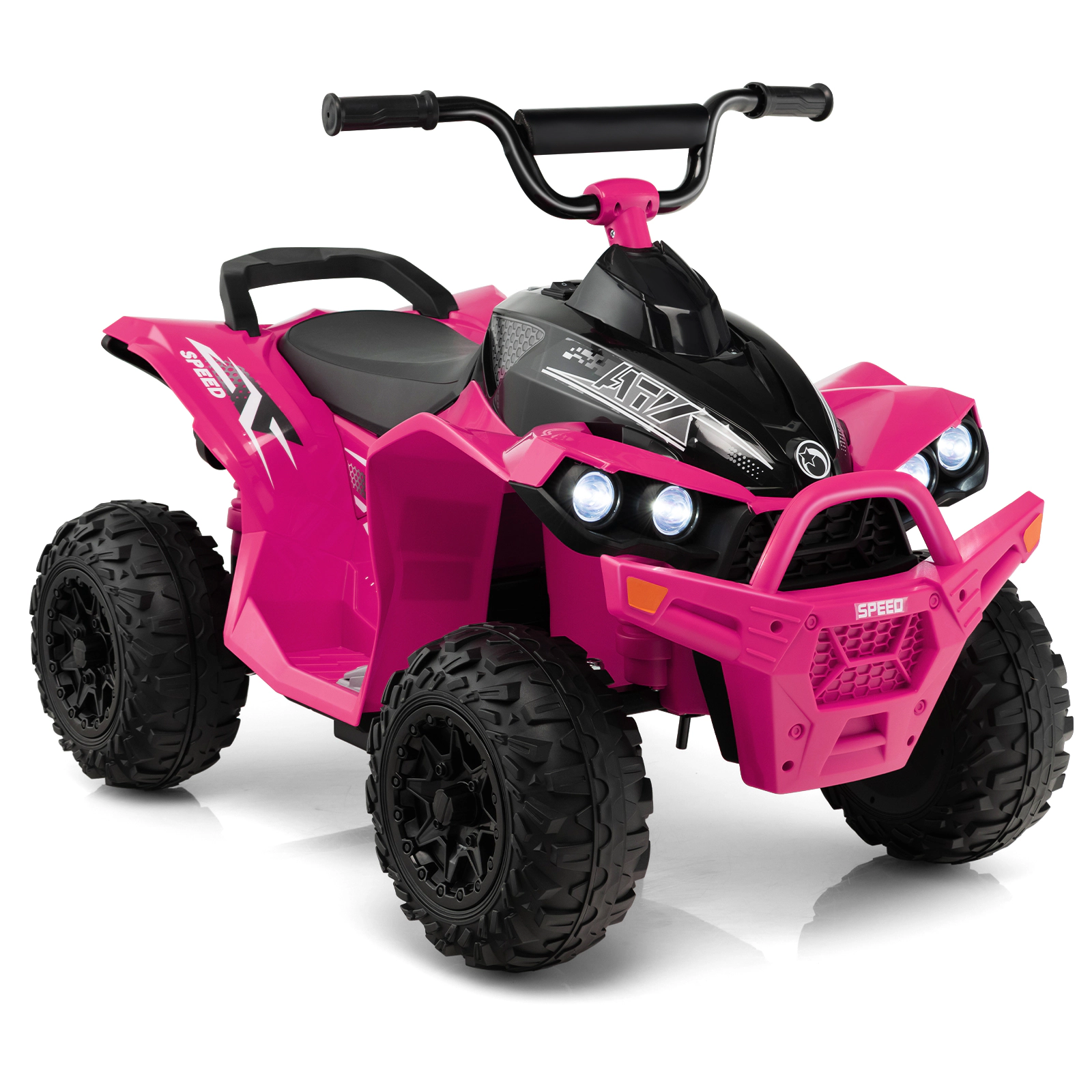 SUGIFT 12V Kids Ride On ATV Pink 4-Wheeler with High Low Speed and Padded Seat