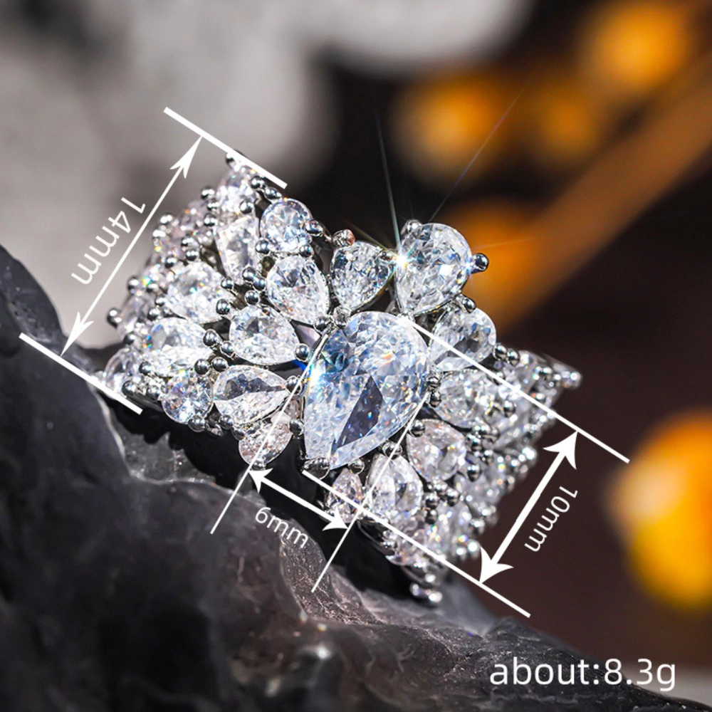 Wardrobe Whimsy Pear‑Cut Cubic Zirconia Multi‑Layer Wide Statement Cocktail Ring