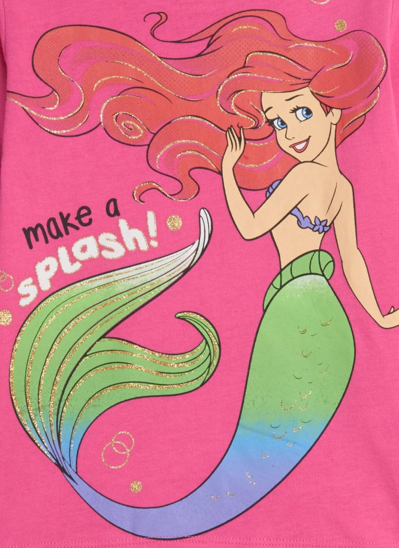 Disney Princess Girls' Glitter Long Sleeve T-Shirt 3-Pack