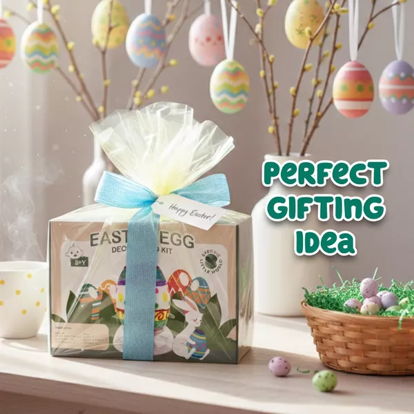 Sperric Easter Egg Painting Kit, DIY Nontoxic Paint Your Own Easter Eggs Craft Set w/ Paints Brushes & Stickers for Kids