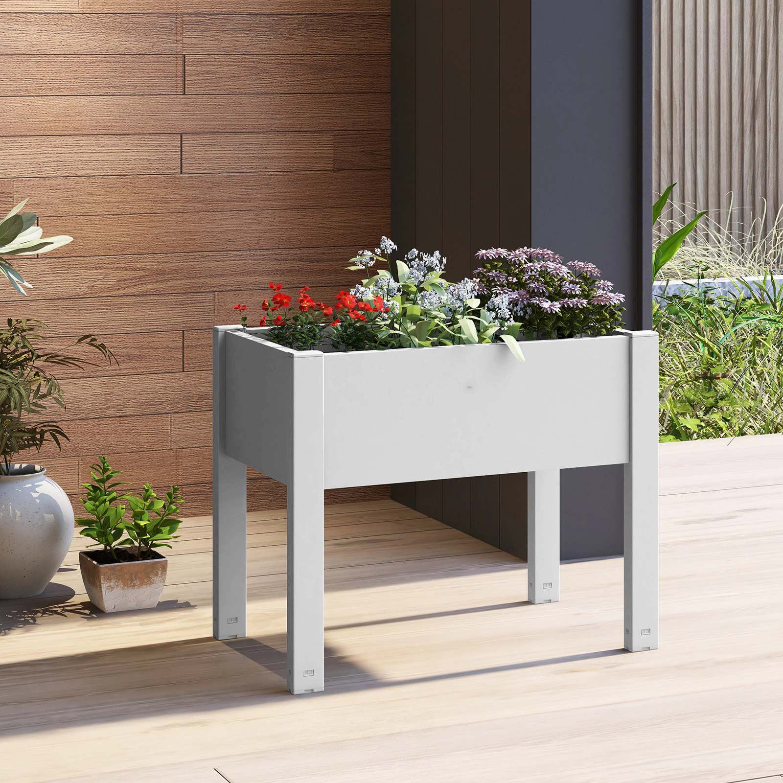 Hivvago 53L Raised Bed Grow Box Self-Watering Planter Box Stand with Water Level Monitor