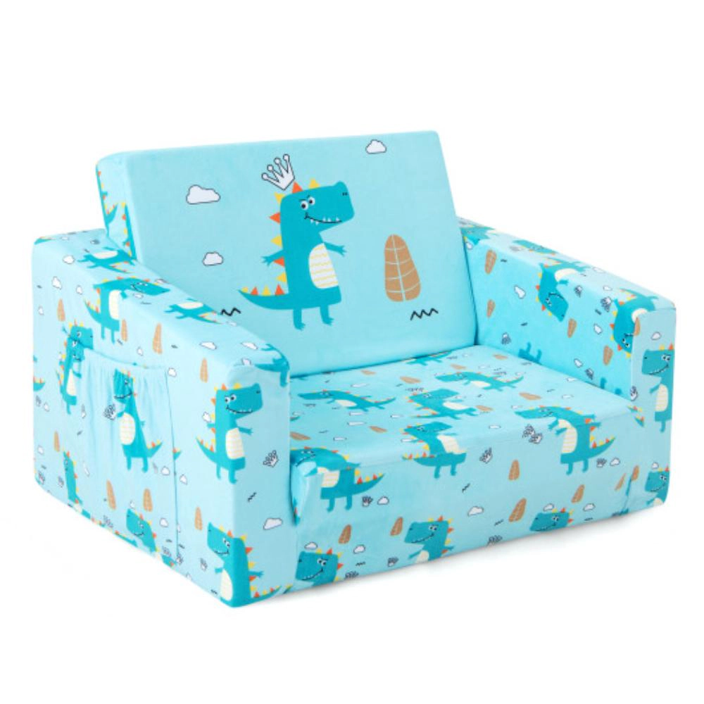 Hivvago Kids Recliner Sofa Converts To Sleeper Bed For Boys Girls-Blue
