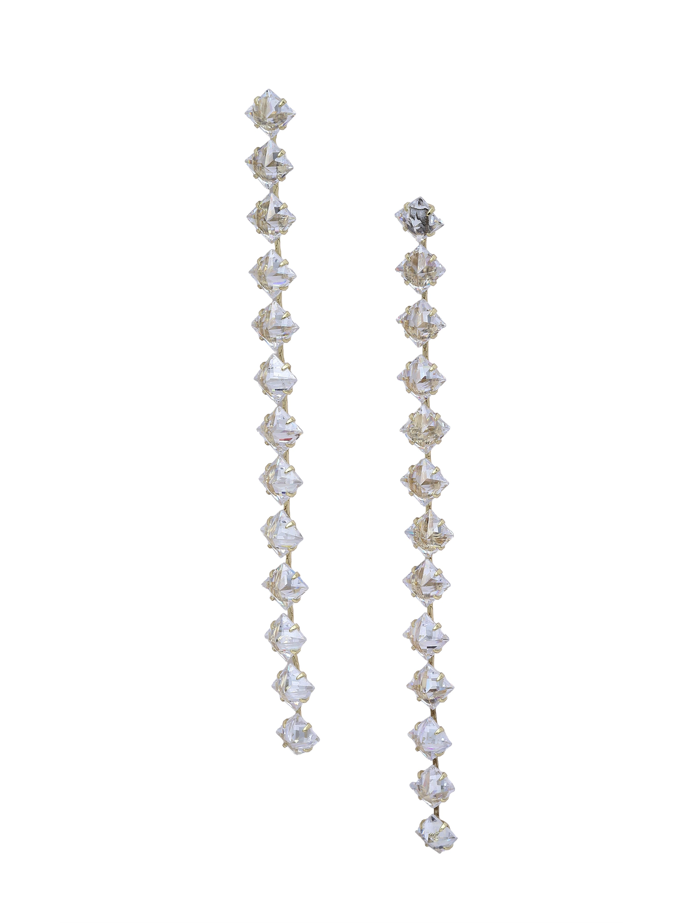 AGP PARIS Womens Crystal Line Drop Earrings