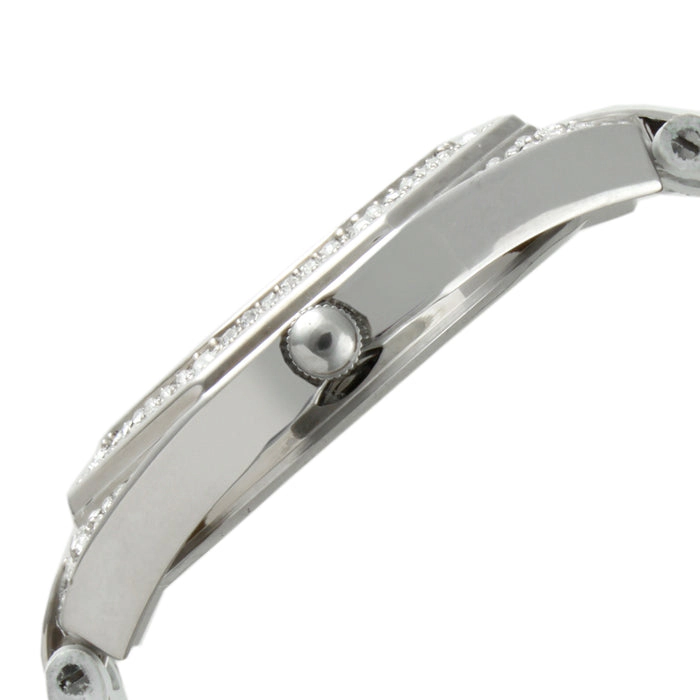 Peugeot Women's 37mm White Watch with Crystal Bezel Leather Band