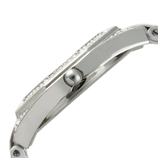 Peugeot Women's 37mm White Watch with Crystal Bezel Leather Band