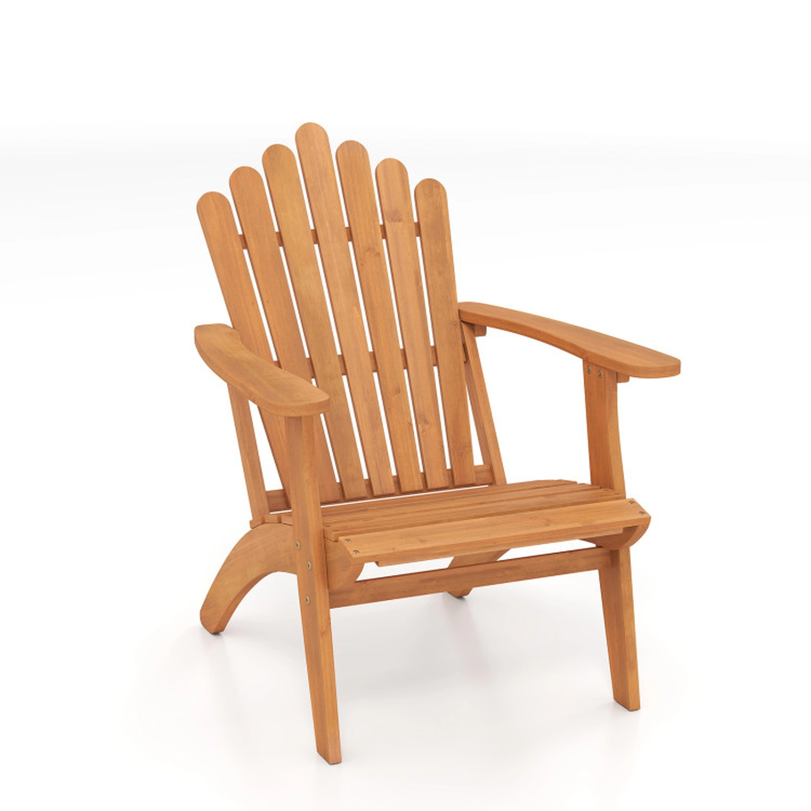 SUGIFT Solid Acacia Wood Adirondack Patio Chair 400-lb Capacity Frame 19.5 x 18 in Seat Natural Single Chair