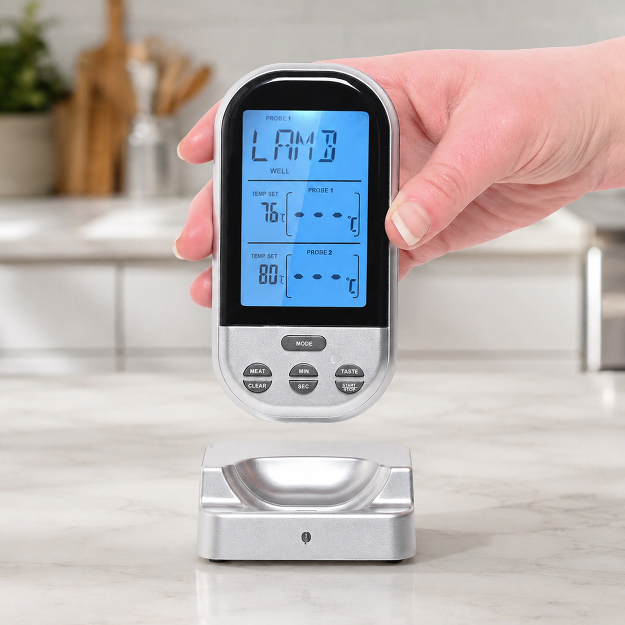 Cheer Collection Wireless Digital Food Thermometer with Remote Display and Probe