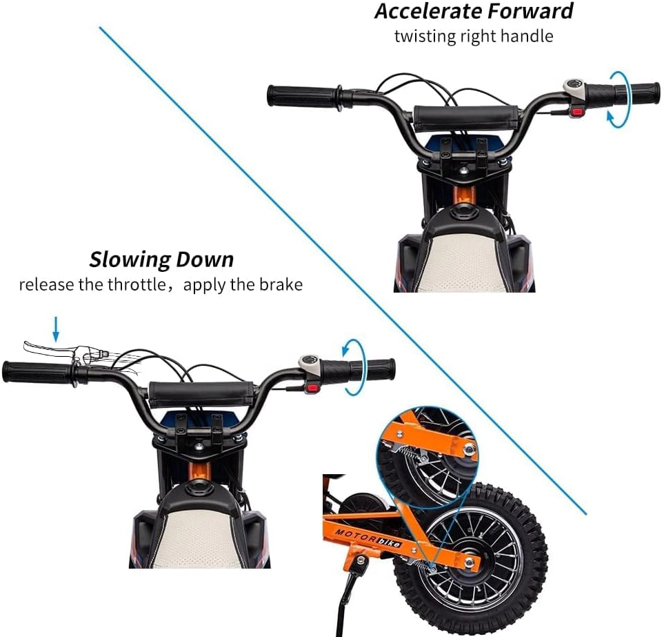 24V Electric Dirt Bike for Kids 8+, 250W Off-Road Motorcycle 13.6MPH w/Twist Throttle, Metal Suspension, Air Tires