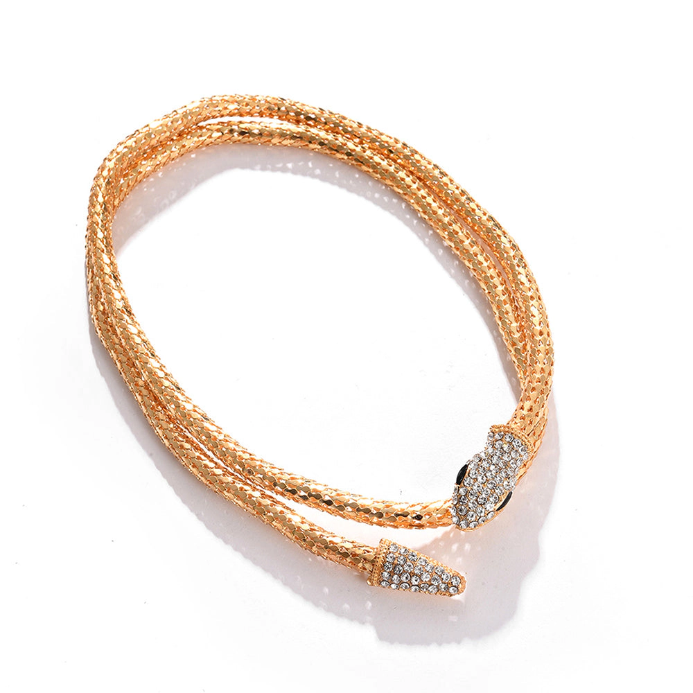 SOHI Women's Gold Snakehead Statement Necklace