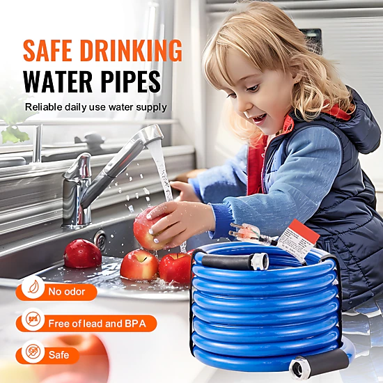 HONGGE Heated Water Hose for RV Heated Drinking Water Hose Antifreeze to -45°F Automatic Self-regulating 5/8" I.D. with