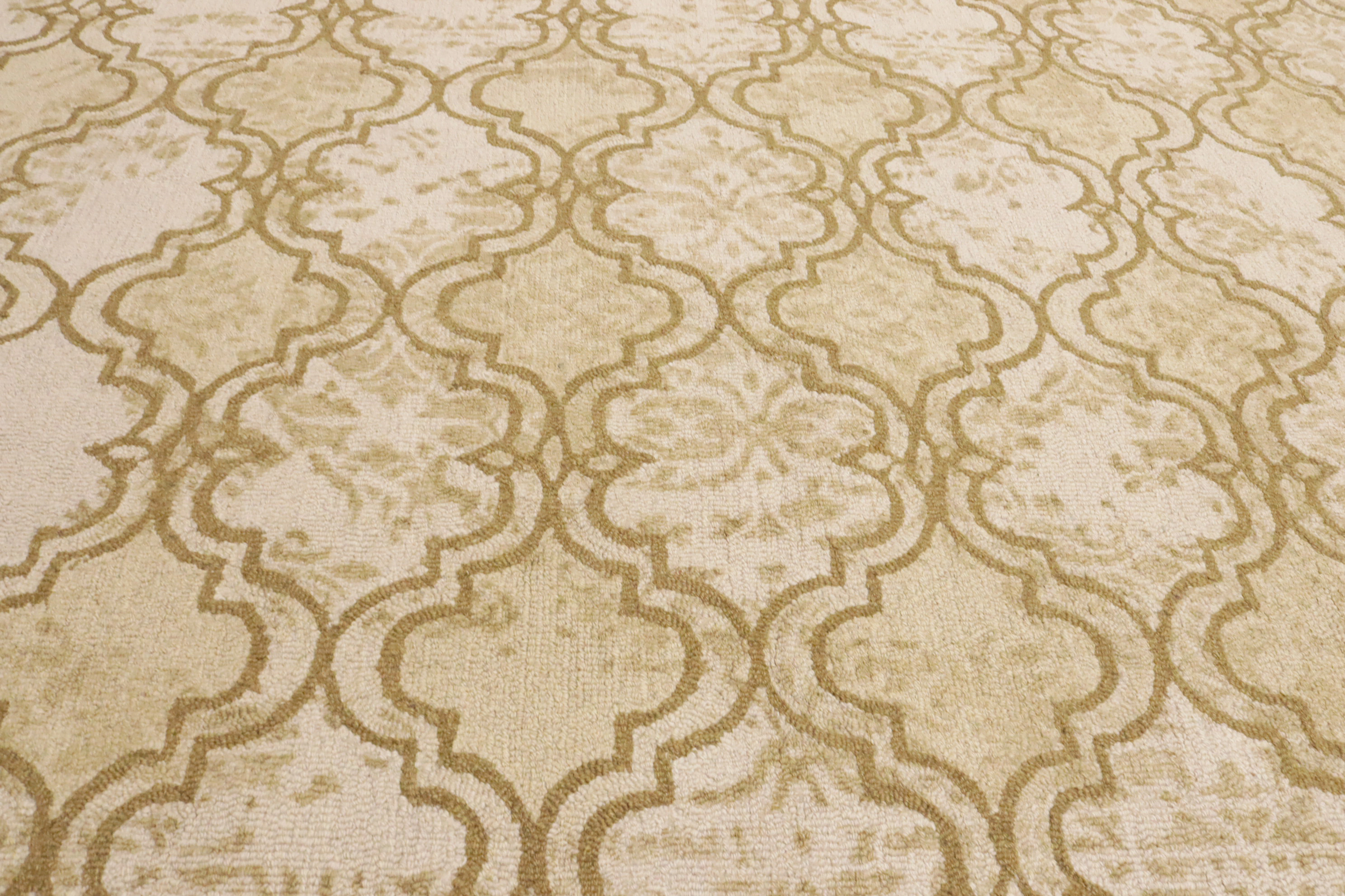 Magic Rugs 5'0 X 8'0 Beige-Brown Trellis Hand-Tufted Modern Wool Rug