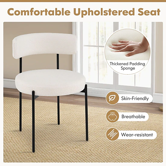 SlickBlue Round Seat Dining Chairs Set of 4 with Curved Backrest