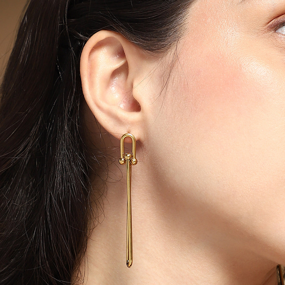SOHI Women's The Paperclip Drop Earrings - California Gold
