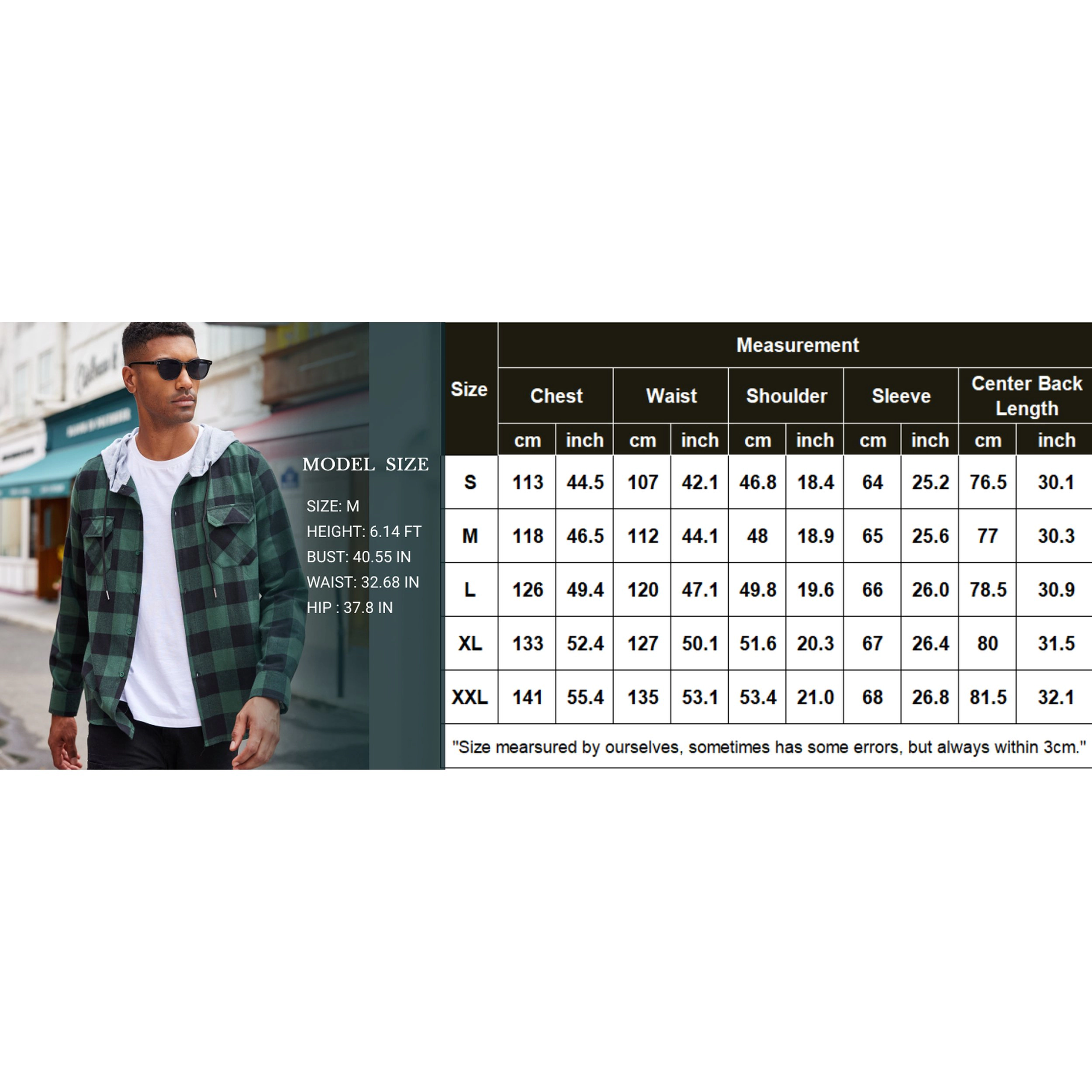 COOFANDY Men's Regular Fit Hooded Long Sleeve Flannel Shirt