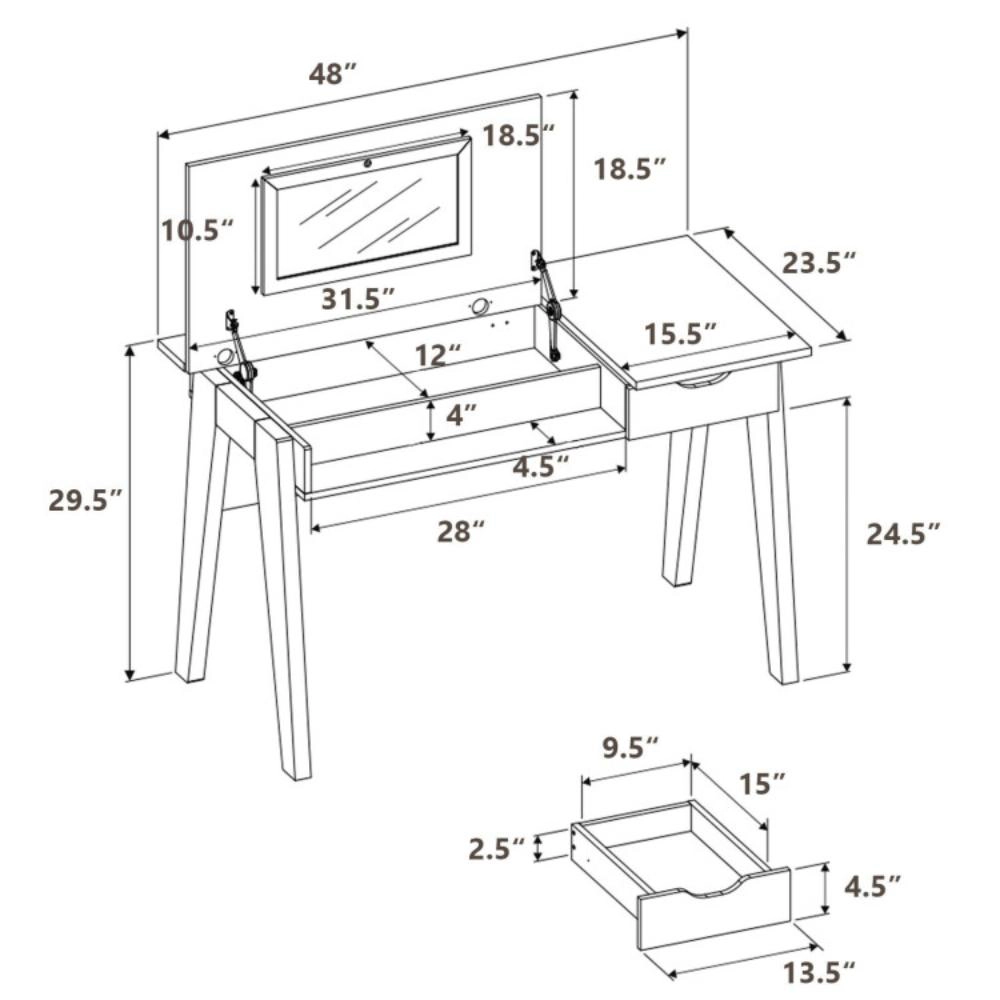 Hivvago Dressing Table With Flip Mirror And Storage Drawer